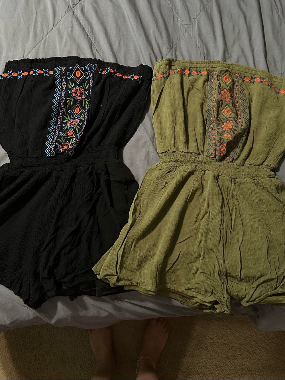 Xhilaration Black and a Olive Strapless Rompers bundle of 2